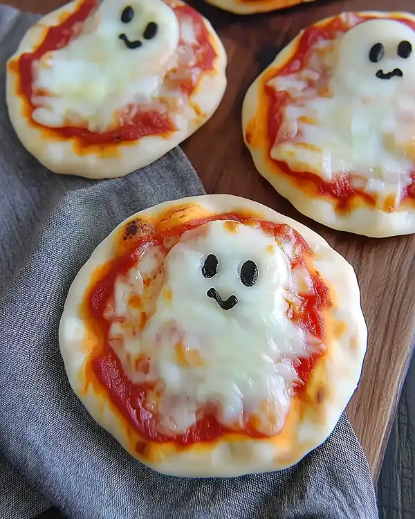 Adorable Mini Ghost Pizzas 2 Adorable Mini Ghost Pizzas Recipe