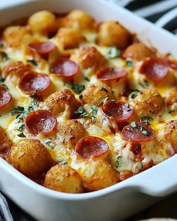 Cheesy Pizza Tot Casserole 4 Cheesy Pizza Tot Casserole Recipe