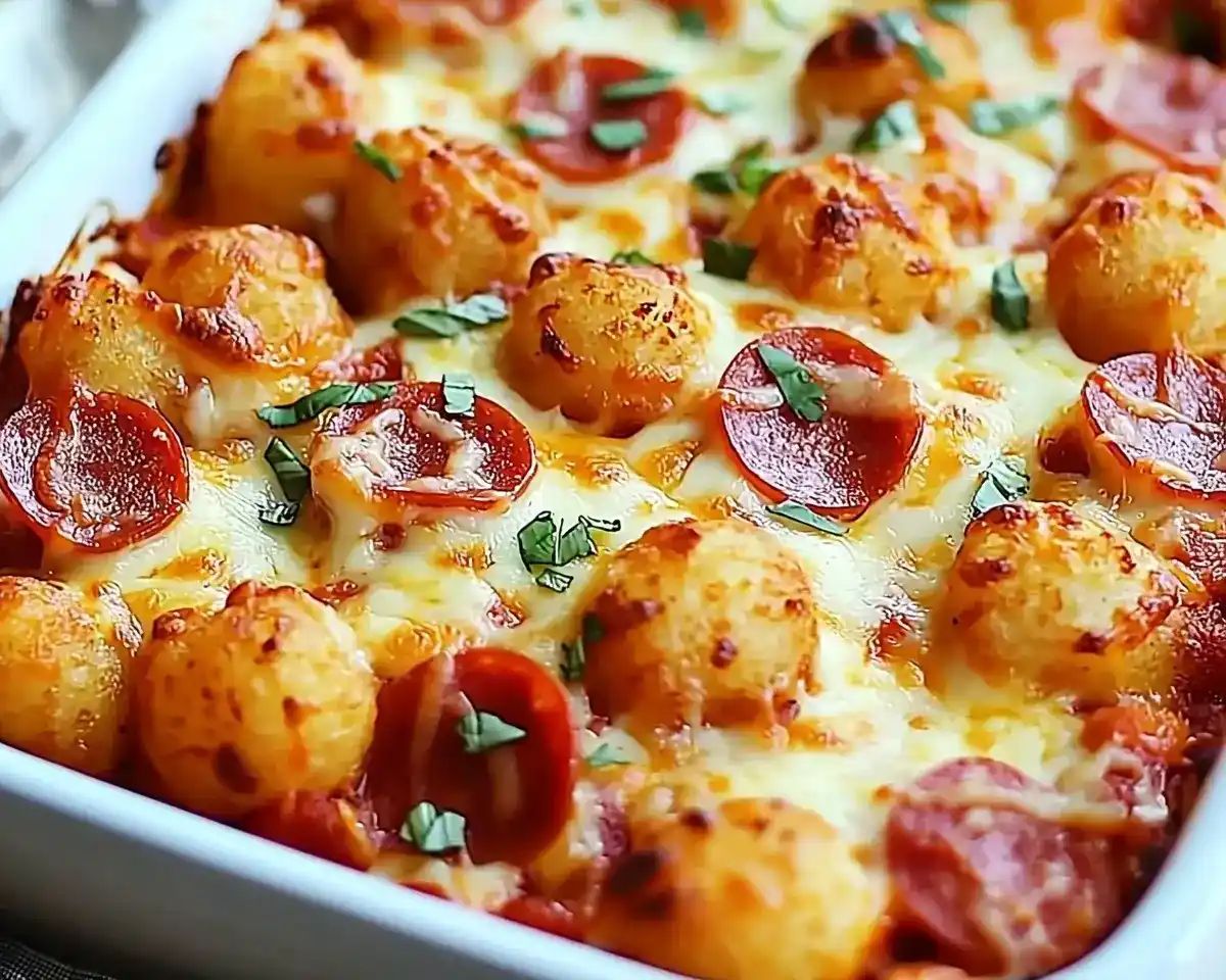 Cheesy Pizza Tot Casserole