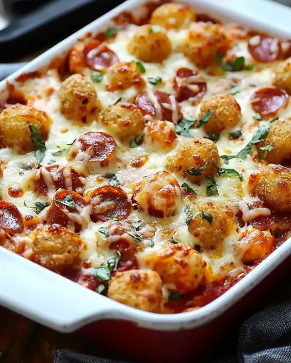 Cheesy Pizza Tot Casserole 3 Cheesy Pizza Tot