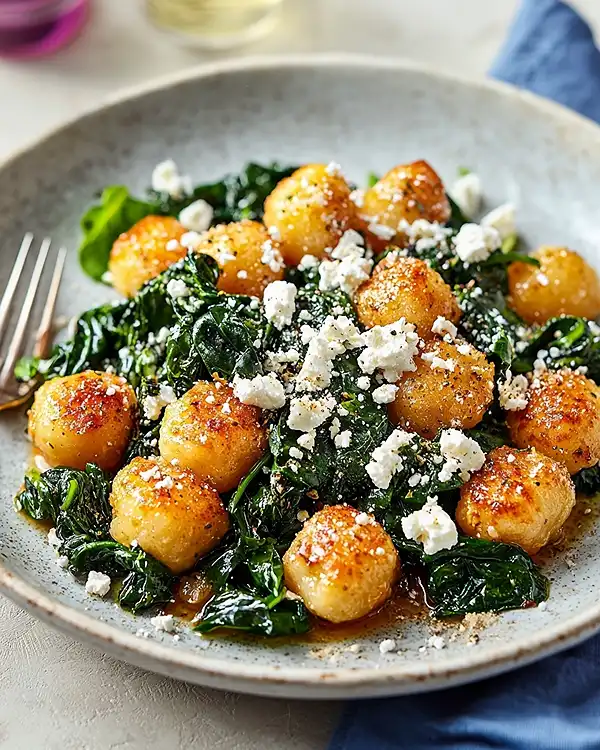 Creamy Gnocchi with Spinach and Feta Recipe