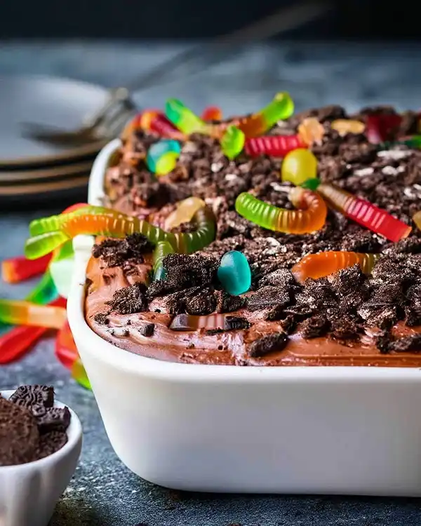 Chocolate Pudding Dirt Cake 4 Dirt Worm Cake