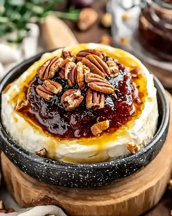 Baked Brie with Fig Jam and Pecans 3 Goat Cheese Appetizer With Fig Jam Recipe
