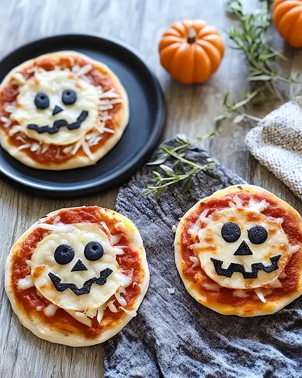 How To Make Halloween Mini Pizzas 4 Halloween Mini Pizzas recipe