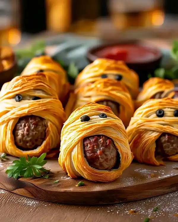 Halloween Mummy Meatballs Recipe 3 Halloween Mummy Meatballs Recipe