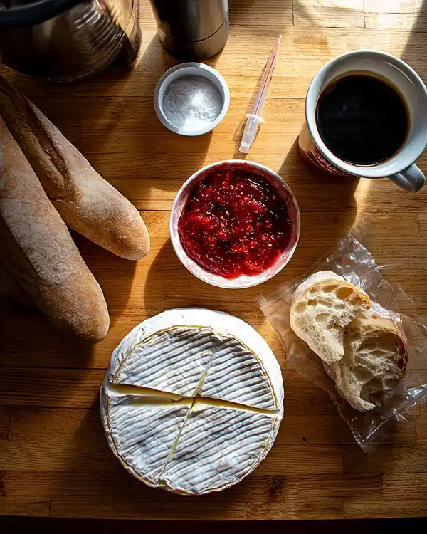 Ingredients for Halloween Bloody Baked Brie Recipe