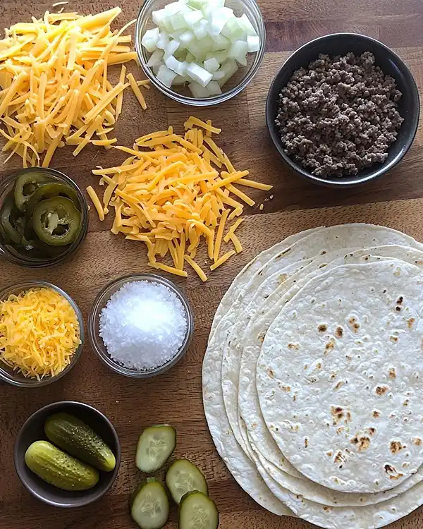 Main ingredients for Quesadillas