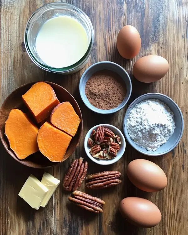 Main ingredients for Sweet Potato Casserole with Pecans No-Marshmallow