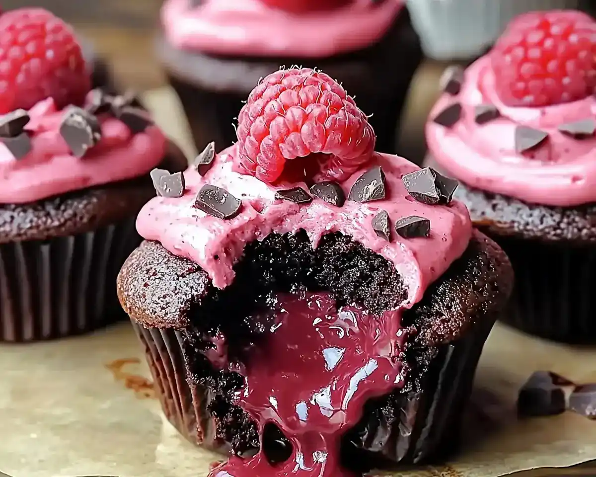 Molten Raspberry Chocolate Cupcakes