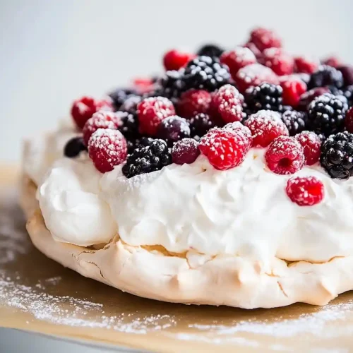 Berry Pavlova with Lemon Whipped Cream