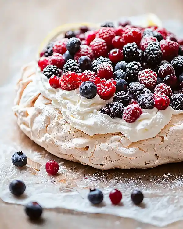 Berry Pavlova with Lemon Whipped Cream Recipe