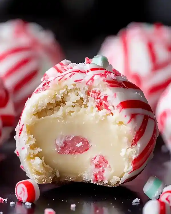 Candy Cane Fudge Snowballs Recipe