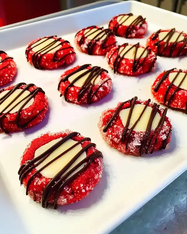 Chewy Red Velvet Thumbprint Cookies