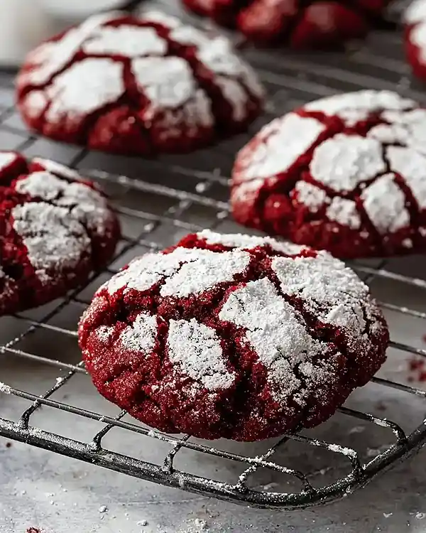 Fudgy Red Velvet Crinkle Cookies Recipe