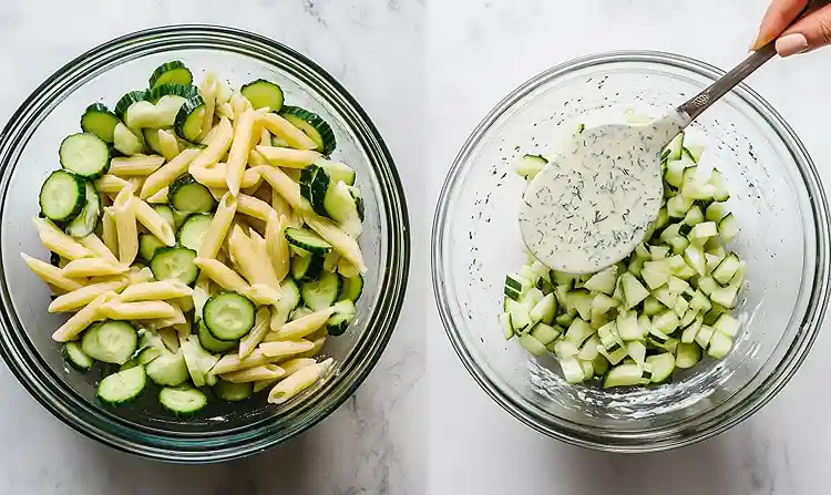 Fresh Cucumber Pasta Salad 5 Healthy Cucumber Pasta Salad Preparing