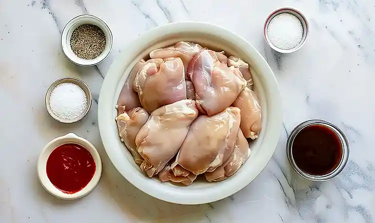 Ingredients for 5-Ingredient Slow Cooker BBQ Chicken Thighs