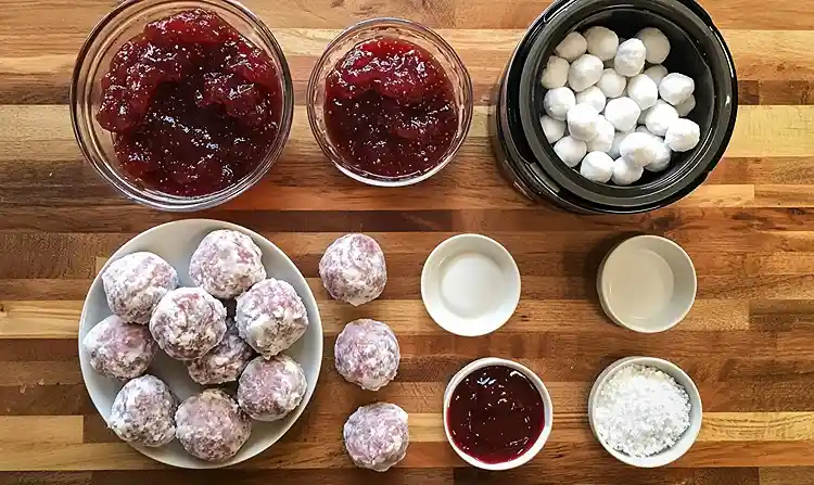 Ingredients for Crockpot Meatballs with Grape Jelly Sauce