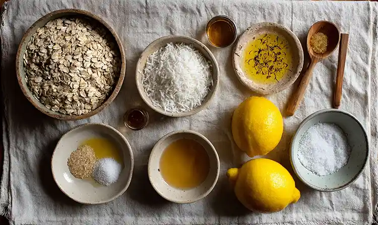 Ingredients for Lemon Oatmeal Cookies No-Bake Recipe