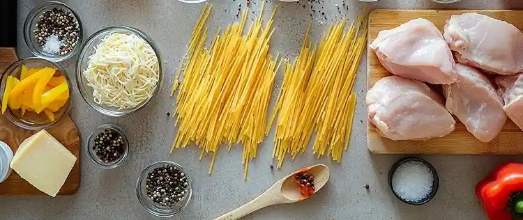 Ingredients for Southern Chicken Spaghetti Casserole