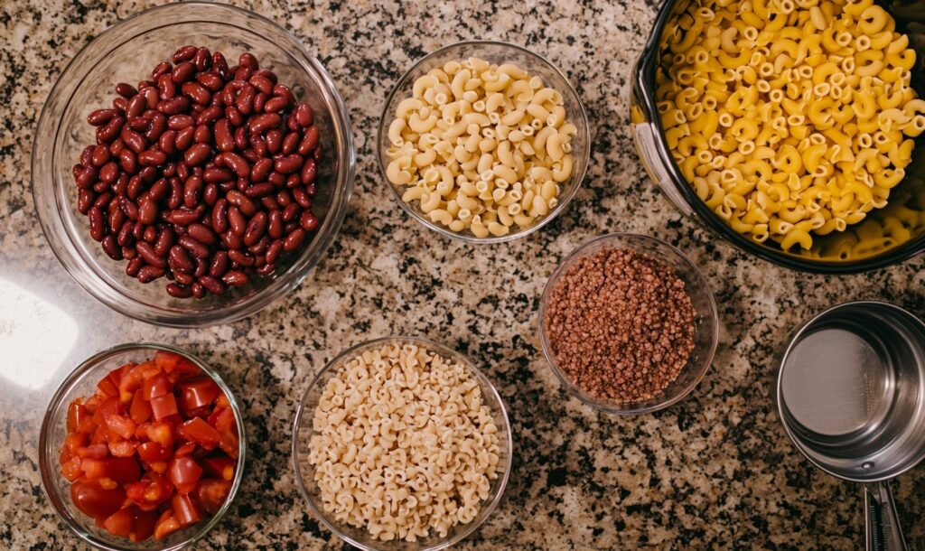 Main ingredients for 5-Ingredient Chili Mac
