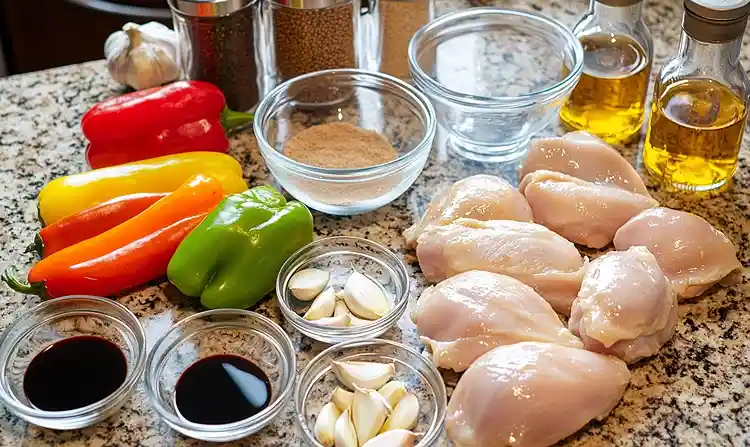 Main ingredients for Black Pepper Chicken