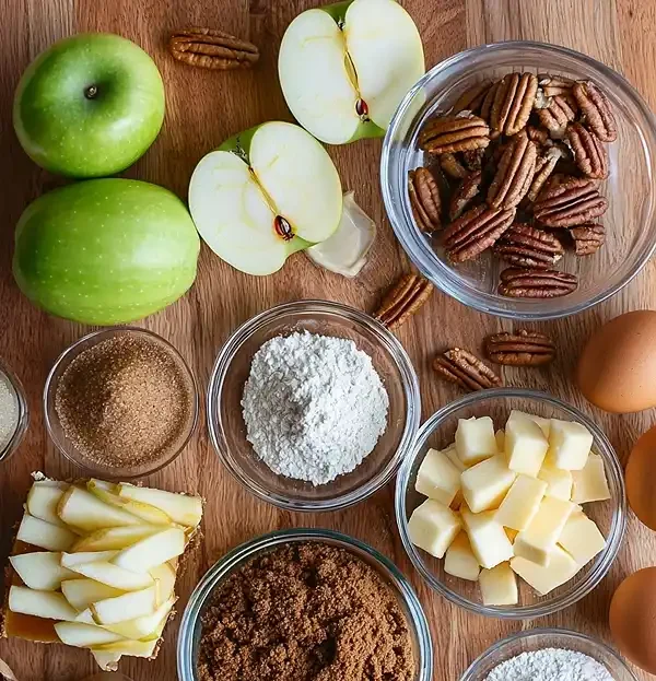 Caramel Apple Cheesecake Bars 4 Main ingredients for Caramel Apple Cheesecake Bars