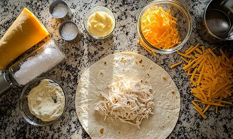Main ingredients for Cheesy Garlic Chicken Wraps