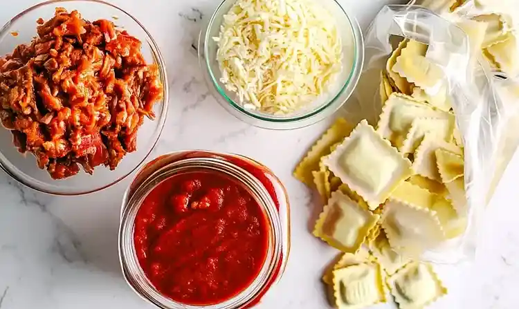 Main ingredients for Crockpot Ravioli