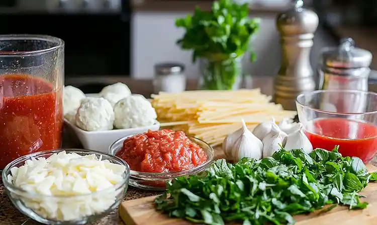 Dump-and-Bake Meatball Casserole 4 Main ingredients for Dump-and-Bake Meatball Casserole