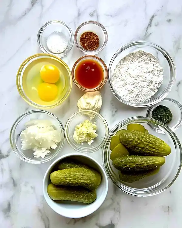 Easy Air Fryer Fried Pickles 2 Main ingredients for Easy Air Fryer Fried Pickles