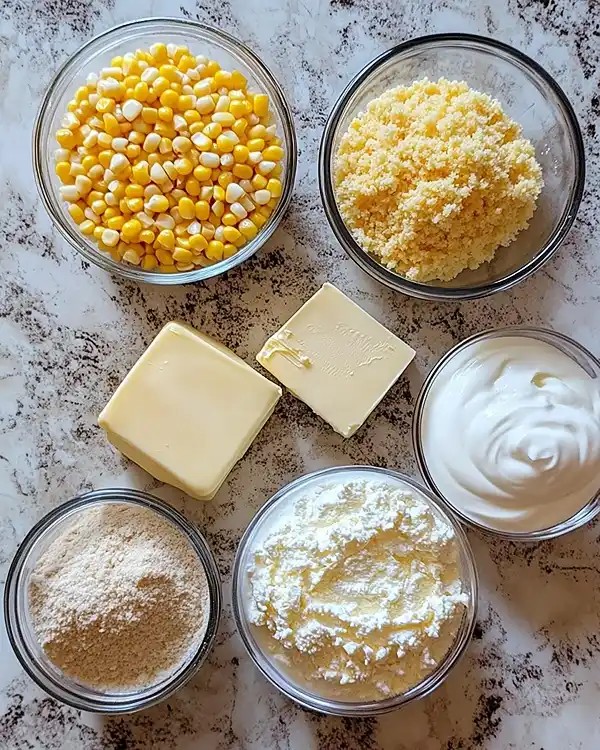 Main ingredients for Easy Corn Pudding