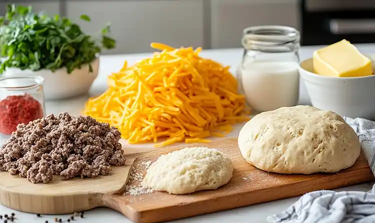 Main ingredients for Garlic Parmesan Cheeseburger Bombs