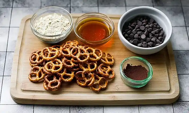 Main ingredients for Healthy Peanut Butter Pretzel Bites