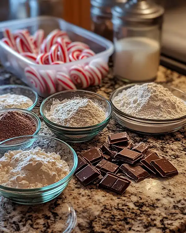 Peppermint Bark Cookies 3 Main ingredients for Peppermint Bark Cookies