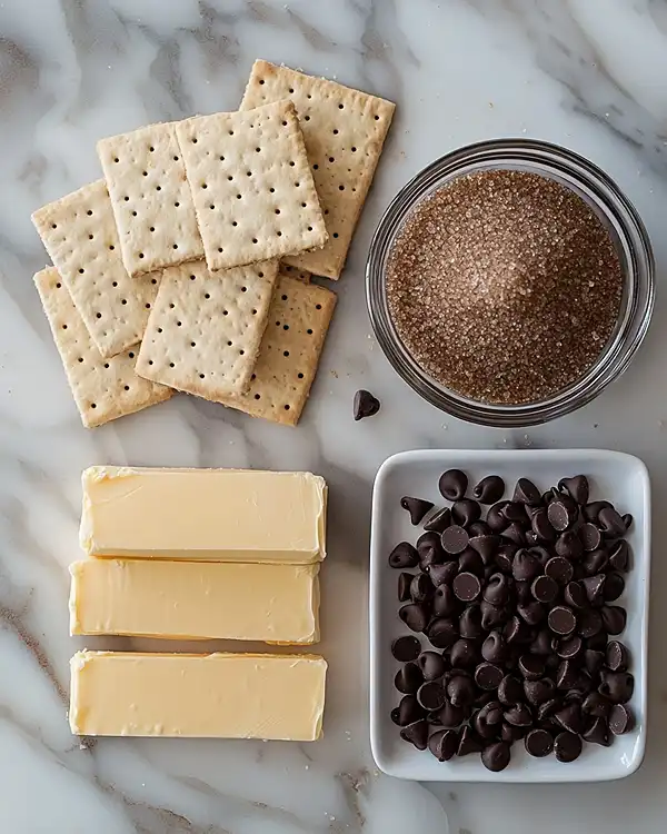 Main ingredients for Saltine Cracker Toffee