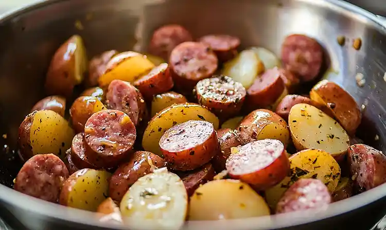 Cheesy Ranch Potatoes and Smoked Sausage 5 Preparing Cheesy Ranch Potatoes and