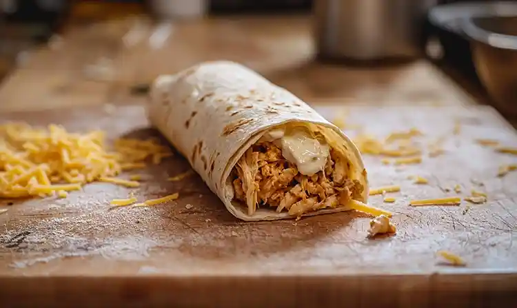 Preparing Garlic Chicken Wraps