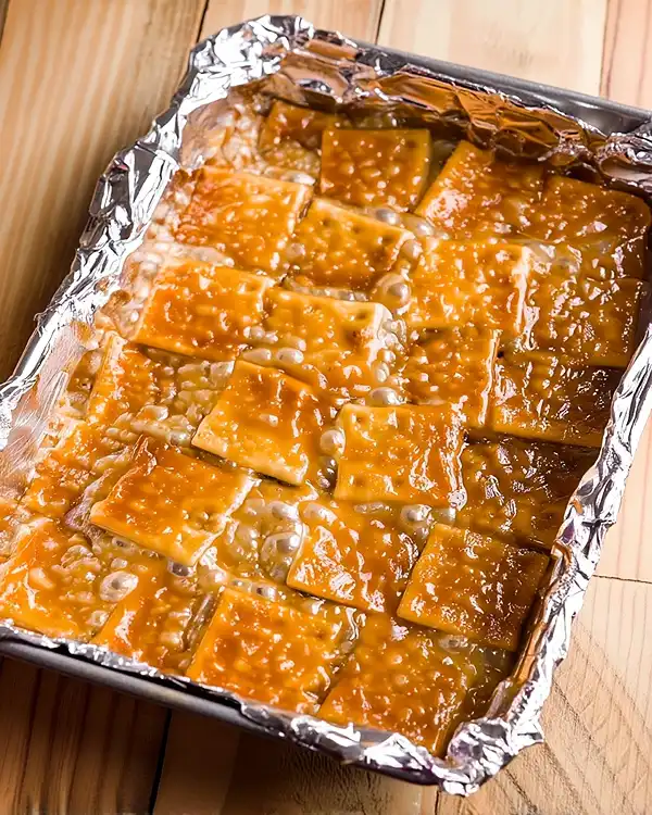 Preparing Saltine Cracker Toffee