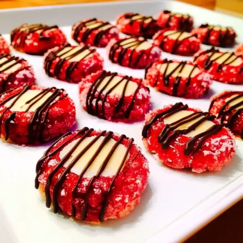 Red Velvet Cream Cheese Thumbprint Cookies