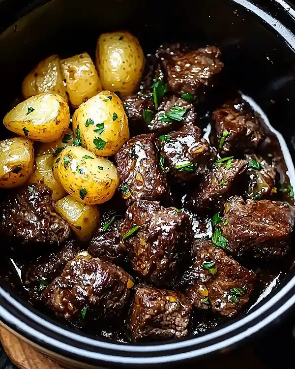 Slow Cooker Garlic Butter Beef Bites