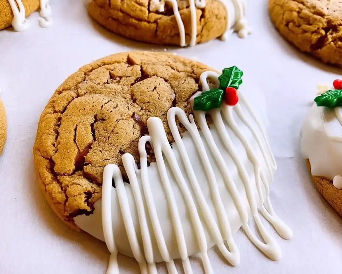 White Chocolate Dipped Chewy Maple Cookies