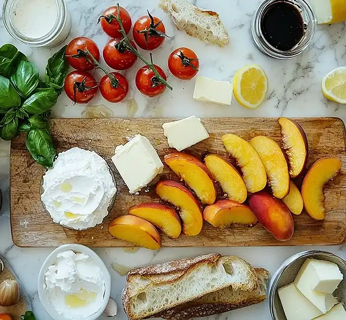 Peach Bruschetta With Whipped Ricotta Recipe 4 ingredients for Peach Bruschetta With Whipped Ricotta