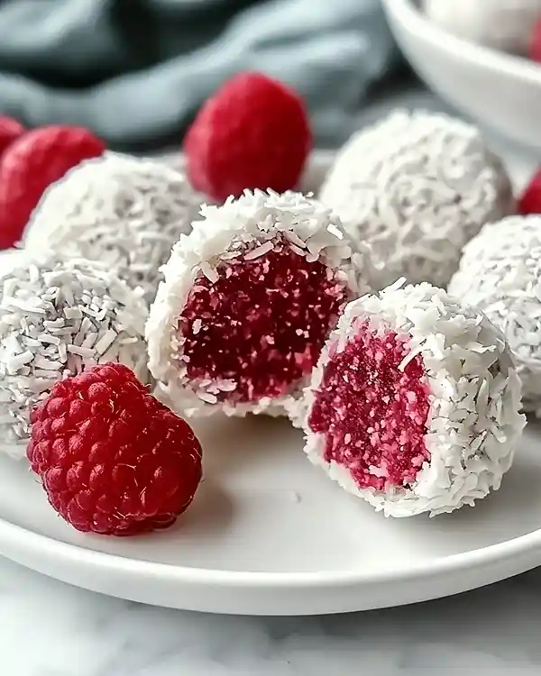 No-Bake Raspberry Coconut Balls 5 4-ingredient Raspberry Coconut Balls