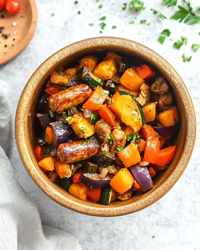 10 Minute Air Fryer Chicken Sausage and Veggies 2 Air Fryer Chicken Sausage and Veggies