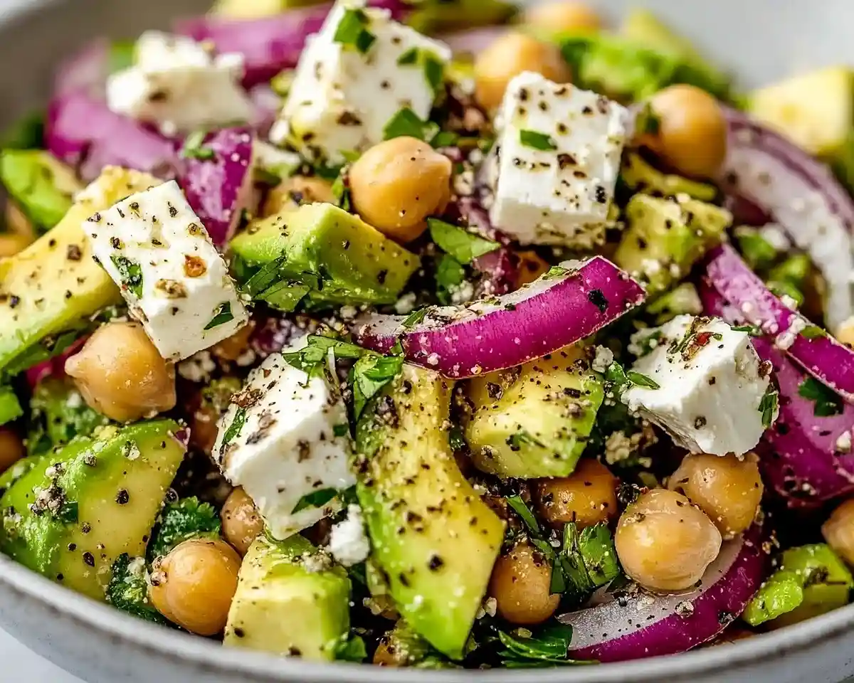 Chickpea Feta Avocado Salad
