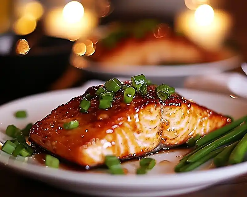 Crispy Honey Garlic Glazed Salmon 6 Crispy Honey Garlic Glazed Salmon on table