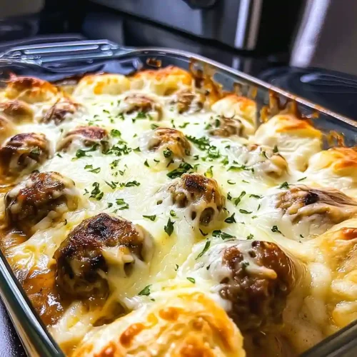 French Onion Meatball Bake 3 French Onion Meatball Bake