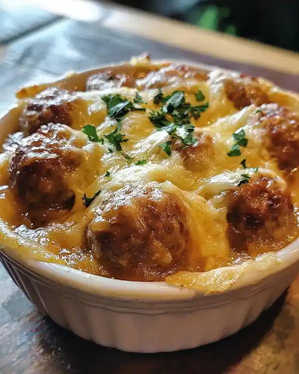 French Onion Meatball Bake 7 French Onion Meatball