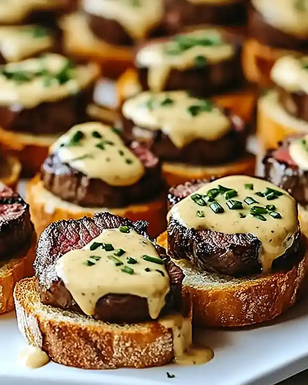 Grilled Beef Tenderloin Crostini With Béarnaise Recipe