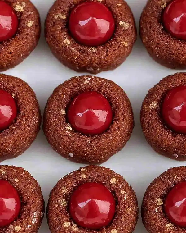 Red Velvet Blossoms Cookies 6 Hershey Kiss Thumbprint Cookies